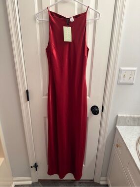 red h and m dress H&M TREND Chiffon Black Red Floral Poppy Pleated Midi Dress size 8 10 EU 36 US 6